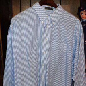 GORGEOUS HILL ARCHER MEN BUTTON DOWN BLUE PINSTRIPE DRESS SHIRT-SZ 18,34/35-NEW